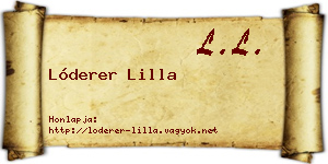 Lóderer Lilla névjegykártya